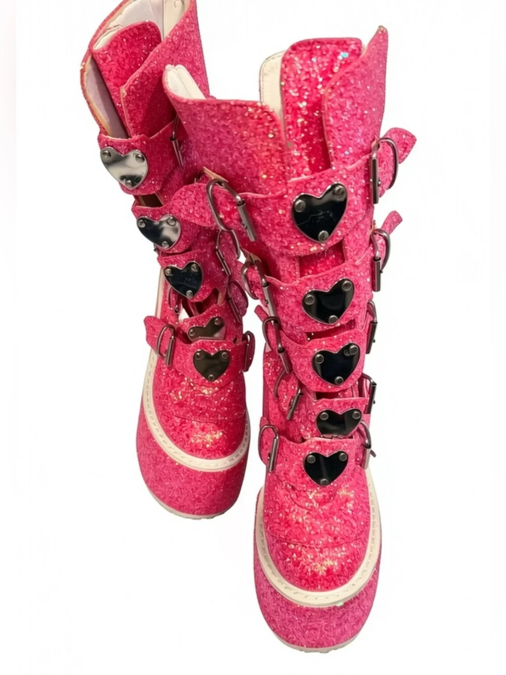 Demonia Pink Glitter Swing-230G Platform Boots Size 7